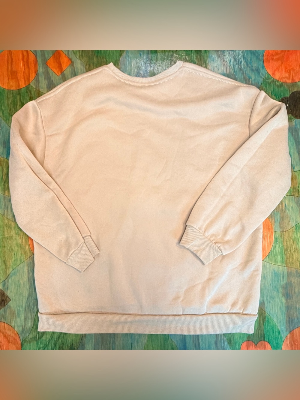 Halloween Cat Pumpkin Witch Ghost Bat Crewneck Sweatshirt Womens Sz Small Beige - Picture 6 of 6